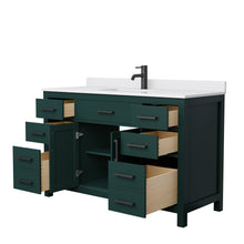 Load image into Gallery viewer, Wyndham Beckett 54 Inch Single Bathroom Vanity in Green, White Cultured Marble Countertop, Undermount Square Sink, Matte Black Trim- Wyndham
