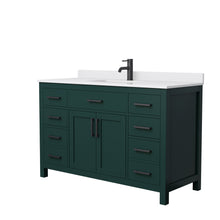 Load image into Gallery viewer, Wyndham Beckett 54 Inch Single Bathroom Vanity in Green, White Cultured Marble Countertop, Undermount Square Sink, Matte Black Trim- Wyndham