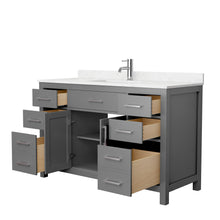Load image into Gallery viewer, Wyndham Beckett 54 Inch Single Bathroom Vanity in Dark Gray, Carrara Cultured Marble Countertop, Undermount Square Sink, No Mirror- Wyndham