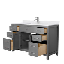 Load image into Gallery viewer, Wyndham Beckett 54 Inch Single Bathroom Vanity in Dark Gray, White Cultured Marble Countertop, Undermount Square Sink, No Mirror- Wyndham