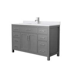 Load image into Gallery viewer, Wyndham Beckett 54 Inch Single Bathroom Vanity in Dark Gray, White Cultured Marble Countertop, Undermount Square Sink, No Mirror- Wyndham