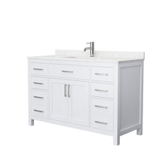 Load image into Gallery viewer, Wyndham Beckett 54 Inch Single Bathroom Vanity in White, Carrara Cultured Marble Countertop, Undermount Square Sink, No Mirror- Wyndham