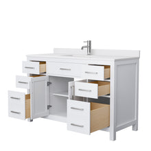 Load image into Gallery viewer, Wyndham Beckett 54 Inch Single Bathroom Vanity in White, White Cultured Marble Countertop, Undermount Square Sink, No Mirror- Wyndham