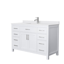 Load image into Gallery viewer, Wyndham Beckett 54 Inch Single Bathroom Vanity in White, White Cultured Marble Countertop, Undermount Square Sink, No Mirror- Wyndham