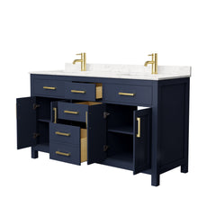 Load image into Gallery viewer, Wyndham Beckett 60 Inch Double Bathroom Vanity in Dark Blue, Carrara Cultured Marble Countertop, Undermount Square Sinks, No Mirror- Wyndham
