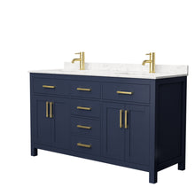 Load image into Gallery viewer, Wyndham Beckett 60 Inch Double Bathroom Vanity in Dark Blue, Carrara Cultured Marble Countertop, Undermount Square Sinks, No Mirror- Wyndham