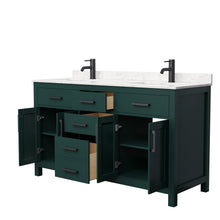 Load image into Gallery viewer, Wyndham Beckett 60 Inch Double Bathroom Vanity in Green, Carrara Cultured Marble Countertop, Undermount Square Sinks, Matte Black Trim- Wyndham