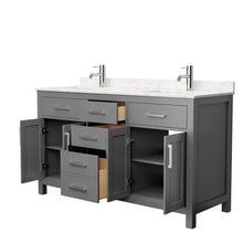 Load image into Gallery viewer, Wyndham Beckett 60 Inch Double Bathroom Vanity in Dark Gray, Carrara Cultured Marble Countertop, Undermount Square Sinks, No Mirror- Wyndham