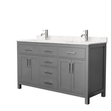 Load image into Gallery viewer, Wyndham Beckett 60 Inch Double Bathroom Vanity in Dark Gray, Carrara Cultured Marble Countertop, Undermount Square Sinks, No Mirror- Wyndham