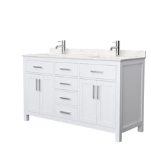 Load image into Gallery viewer, Wyndham Beckett 60 Inch Double Bathroom Vanity in White, Carrara Cultured Marble Countertop, Undermount Square Sinks, No Mirror- Wyndham