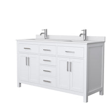 Load image into Gallery viewer, Wyndham Beckett 60 Inch Double Bathroom Vanity in White, White Cultured Marble Countertop, Undermount Square Sinks, No Mirror- Wyndham