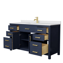 Load image into Gallery viewer, Wyndham Beckett 60 Inch Single Bathroom Vanity in Dark Blue, White Cultured Marble Countertop, Undermount Square Sink, No Mirror- Wyndham