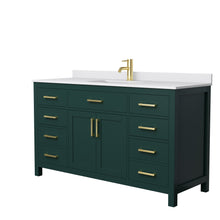 Load image into Gallery viewer, Wyndham Beckett 60 Inch Single Bathroom Vanity in Green, White Cultured Marble Countertop, Undermount Square Sink, Brushed Gold Trim- Wyndham
