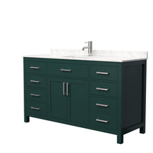 Load image into Gallery viewer, Wyndham Beckett 60 Inch Single Bathroom Vanity in Green, Carrara Cultured Marble Countertop, Undermount Square Sink, Brushed Nickel Trim- Wyndham