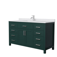 Load image into Gallery viewer, Wyndham Beckett 60 Inch Single Bathroom Vanity in Green, White Cultured Marble Countertop, Undermount Square Sink, Brushed Nickel Trim- Wyndham
