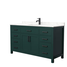 Load image into Gallery viewer, Wyndham Beckett 60 Inch Single Bathroom Vanity in Green, Carrara Cultured Marble Countertop, Undermount Square Sink, Matte Black Trim- Wyndham