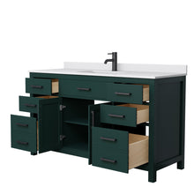 Load image into Gallery viewer, Wyndham Beckett 60 Inch Single Bathroom Vanity in Green, White Cultured Marble Countertop, Undermount Square Sink, Matte Black Trim- Wyndham