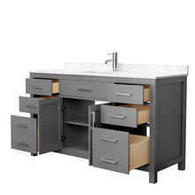 Load image into Gallery viewer, Wyndham Beckett 60 Inch Single Bathroom Vanity in Dark Gray, Carrara Cultured Marble Countertop, Undermount Square Sink, No Mirror- Wyndham