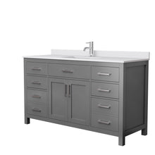 Load image into Gallery viewer, Wyndham Beckett 60 Inch Single Bathroom Vanity in Dark Gray, White Cultured Marble Countertop, Undermount Square Sink, No Mirror- Wyndham