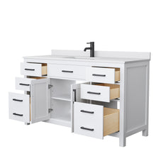 Load image into Gallery viewer, Wyndham Beckett 60 Inch Single Bathroom Vanity in White, White Cultured Marble Countertop, Undermount Square Sink, Matte Black Trim- Wyndham
