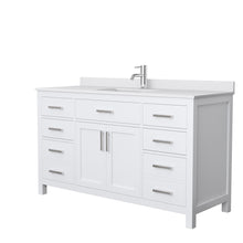 Load image into Gallery viewer, Wyndham Beckett 60 Inch Single Bathroom Vanity in White, White Cultured Marble Countertop, Undermount Square Sink, No Mirror- Wyndham
