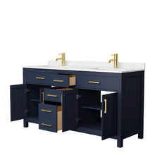 Load image into Gallery viewer, Wyndham Beckett 66 Inch Double Bathroom Vanity in Dark Blue, Carrara Cultured Marble Countertop, Undermount Square Sinks, No Mirror- Wyndham