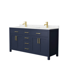 Load image into Gallery viewer, Wyndham Beckett 66 Inch Double Bathroom Vanity in Dark Blue, Carrara Cultured Marble Countertop, Undermount Square Sinks, No Mirror- Wyndham