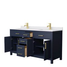 Load image into Gallery viewer, Wyndham Beckett 66 Inch Double Bathroom Vanity in Dark Blue, White Cultured Marble Countertop, Undermount Square Sinks, No Mirror- Wyndham