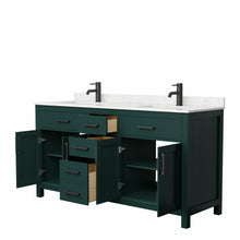 Load image into Gallery viewer, Wyndham Beckett 66 Inch Double Bathroom Vanity in Green, Carrara Cultured Marble Countertop, Undermount Square Sinks, Matte Black Trim- Wyndham