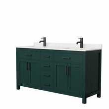 Load image into Gallery viewer, Wyndham Beckett 66 Inch Double Bathroom Vanity in Green, Carrara Cultured Marble Countertop, Undermount Square Sinks, Matte Black Trim- Wyndham
