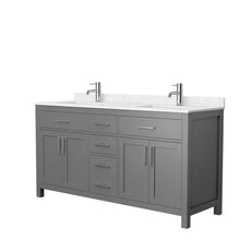 Load image into Gallery viewer, Wyndham Beckett 66 Inch Double Bathroom Vanity in Dark Gray, Carrara Cultured Marble Countertop, Undermount Square Sinks, No Mirror- Wyndham