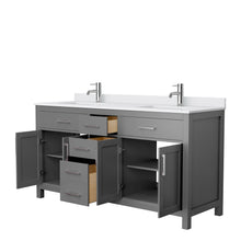 Load image into Gallery viewer, Wyndham Beckett 66 Inch Double Bathroom Vanity in Dark Gray, White Cultured Marble Countertop, Undermount Square Sinks, No Mirror- Wyndham