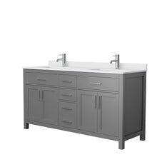 Load image into Gallery viewer, Wyndham Beckett 66 Inch Double Bathroom Vanity in Dark Gray, White Cultured Marble Countertop, Undermount Square Sinks, No Mirror- Wyndham