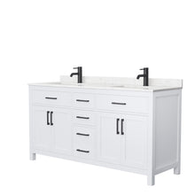 Load image into Gallery viewer, Wyndham Beckett 66 Inch Double Bathroom Vanity in White, Carrara Cultured Marble Countertop, Undermount Square Sinks, Matte Black Trim- Wyndham