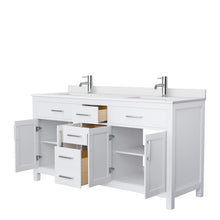 Load image into Gallery viewer, Wyndham Beckett 66 Inch Double Bathroom Vanity in White, White Cultured Marble Countertop, Undermount Square Sinks, No Mirror- Wyndham
