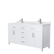 Load image into Gallery viewer, Wyndham Beckett 66 Inch Double Bathroom Vanity in White, White Cultured Marble Countertop, Undermount Square Sinks, No Mirror- Wyndham