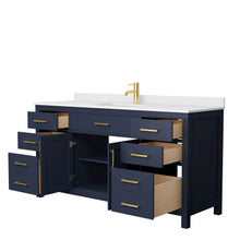 Load image into Gallery viewer, Wyndham Beckett 66 Inch Single Bathroom Vanity in Dark Blue, White Cultured Marble Countertop, Undermount Square Sink, No Mirror- Wyndham