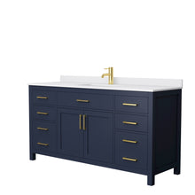 Load image into Gallery viewer, Wyndham Beckett 66 Inch Single Bathroom Vanity in Dark Blue, White Cultured Marble Countertop, Undermount Square Sink, No Mirror- Wyndham