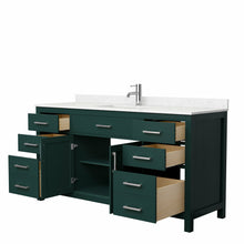 Load image into Gallery viewer, Wyndham Beckett 66 Inch Single Bathroom Vanity in Green, Carrara Cultured Marble Countertop, Undermount Square Sink, Brushed Nickel Trim- Wyndham