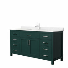 Load image into Gallery viewer, Wyndham Beckett 66 Inch Single Bathroom Vanity in Green, Carrara Cultured Marble Countertop, Undermount Square Sink, Brushed Nickel Trim- Wyndham