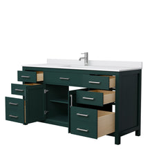 Load image into Gallery viewer, Wyndham Beckett 66 Inch Single Bathroom Vanity in Green, White Cultured Marble Countertop, Undermount Square Sink, Brushed Nickel Trim- Wyndham