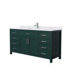 Load image into Gallery viewer, Wyndham Beckett 66 Inch Single Bathroom Vanity in Green, White Cultured Marble Countertop, Undermount Square Sink, Brushed Nickel Trim- Wyndham