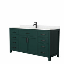 Load image into Gallery viewer, Wyndham Beckett 66 Inch Single Bathroom Vanity in Green, Carrara Cultured Marble Countertop, Undermount Square Sink, Matte Black Trim- Wyndham