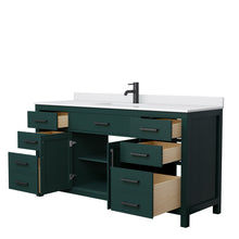 Load image into Gallery viewer, Wyndham Beckett 66 Inch Single Bathroom Vanity in Green, White Cultured Marble Countertop, Undermount Square Sink, Matte Black Trim- Wyndham