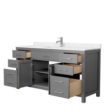 Load image into Gallery viewer, Wyndham Beckett 66 Inch Single Bathroom Vanity in Dark Gray, Carrara Cultured Marble Countertop, Undermount Square Sink, No Mirror- Wyndham