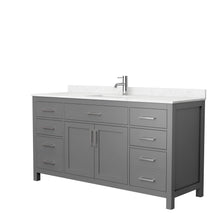 Load image into Gallery viewer, Wyndham Beckett 66 Inch Single Bathroom Vanity in Dark Gray, Carrara Cultured Marble Countertop, Undermount Square Sink, No Mirror- Wyndham