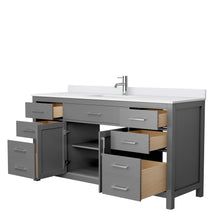 Load image into Gallery viewer, Wyndham Beckett 66 Inch Single Bathroom Vanity in Dark Gray, White Cultured Marble Countertop, Undermount Square Sink, No Mirror- Wyndham
