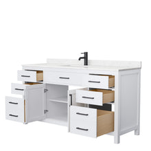Load image into Gallery viewer, Wyndham Beckett 66 Inch Single Bathroom Vanity in White, Carrara Cultured Marble Countertop, Undermount Square Sink, Matte Black Trim- Wyndham
