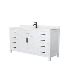 Load image into Gallery viewer, Wyndham Beckett 66 Inch Single Bathroom Vanity in White, Carrara Cultured Marble Countertop, Undermount Square Sink, Matte Black Trim- Wyndham