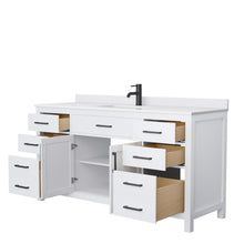 Load image into Gallery viewer, Wyndham Beckett 66 Inch Single Bathroom Vanity in White, White Cultured Marble Countertop, Undermount Square Sink, Matte Black Trim- Wyndham